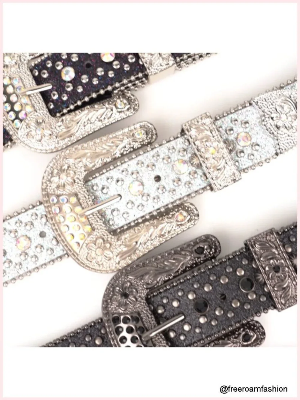 Rhinestone Belt Goth Bling Western Cowboy Cowgirl Detachable Buckle